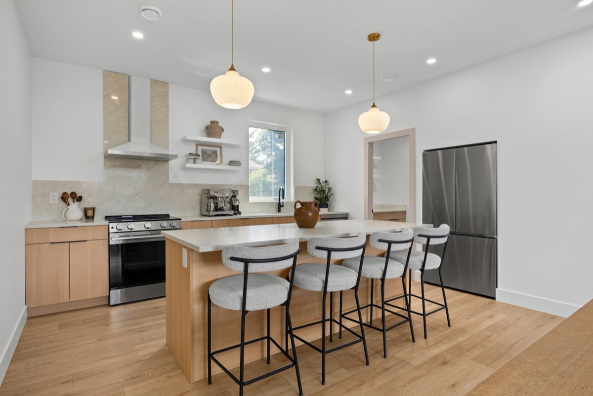 Open kitchen and living on the main floor